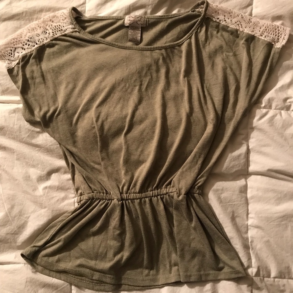 XS light green sinched waist blouse